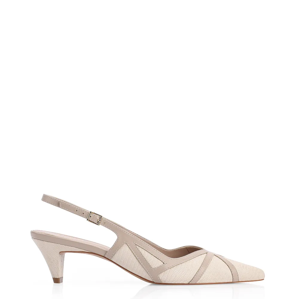 Scarpin Couro Lezard Off White/Couro Bege - imagem 2