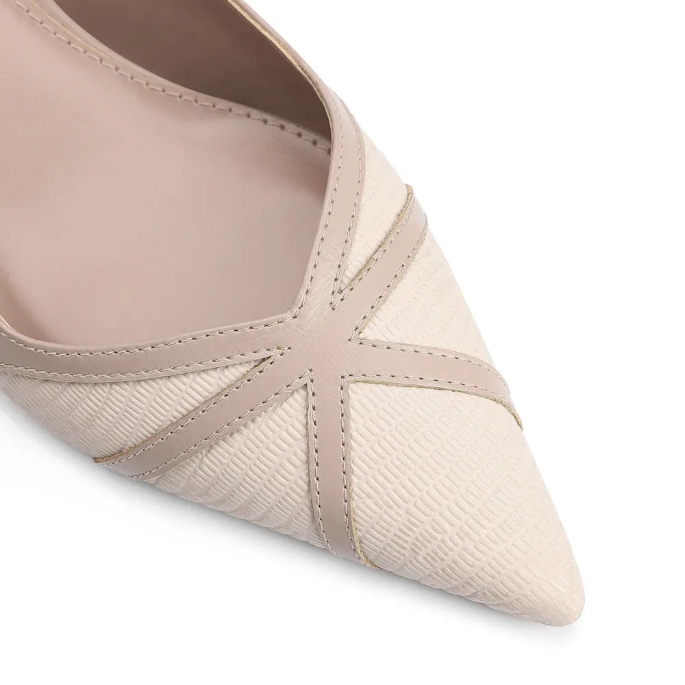 Scarpin Couro Lezard Off White/Couro Bege - imagem 6