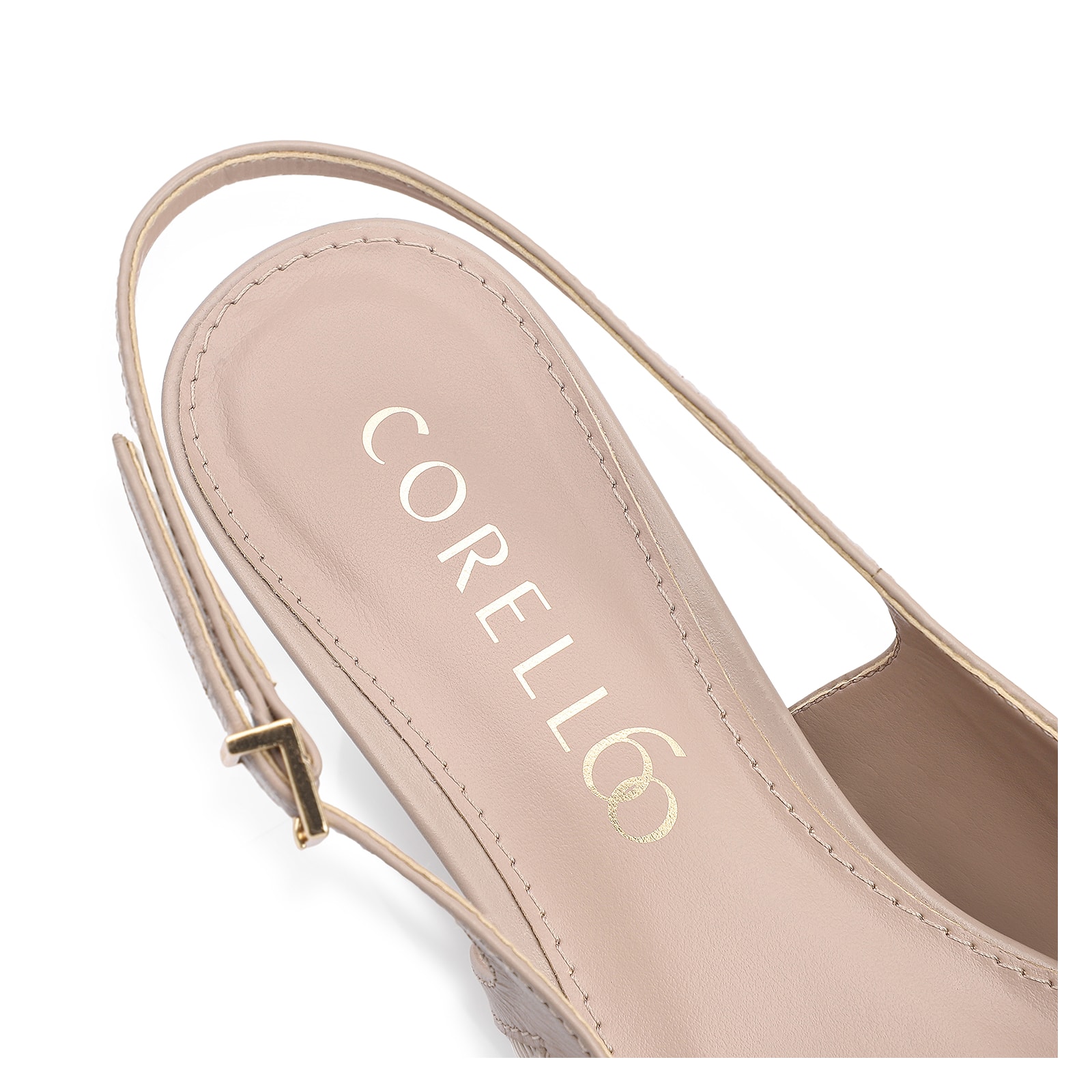 Scarpin Couro Lezard Off White/Couro Bege