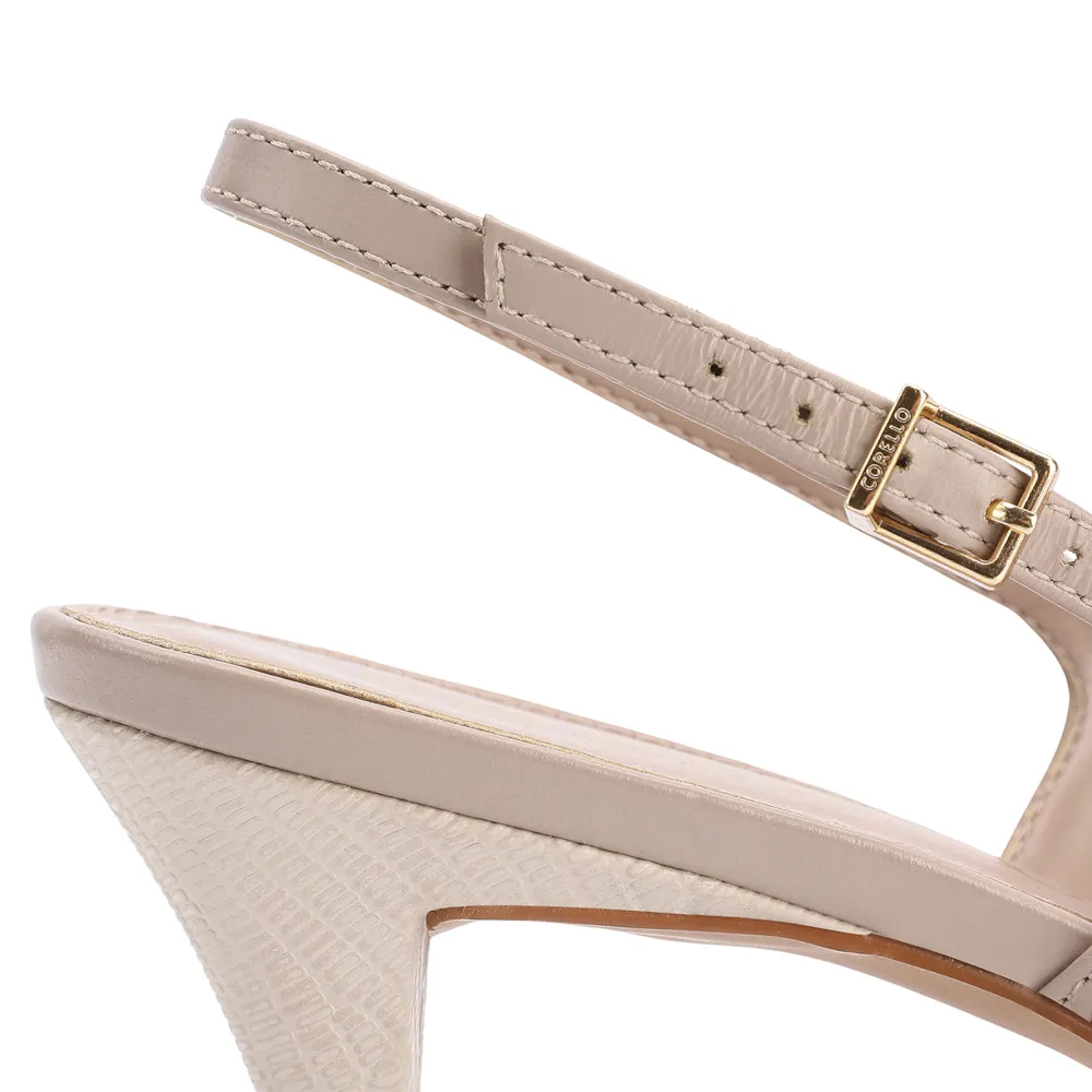 Scarpin Couro Lezard Off White/Couro Bege - imagem 8
