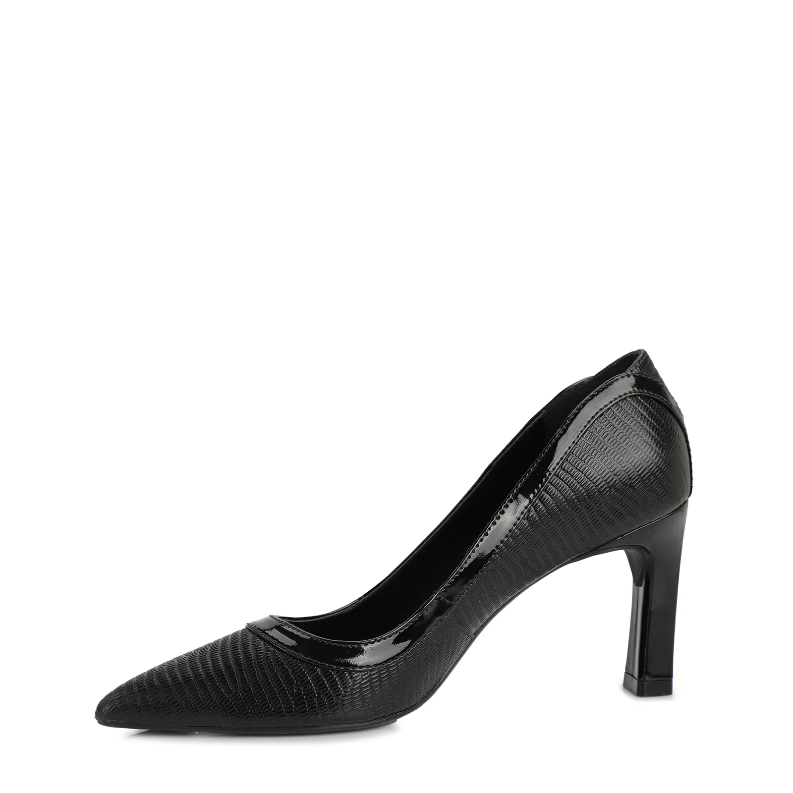 Scarpin Couro Lezard Preto