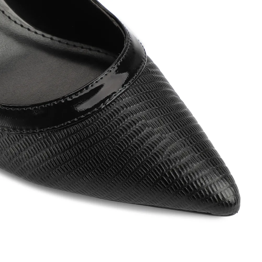 Scarpin Couro Lezard Preto - imagem 6