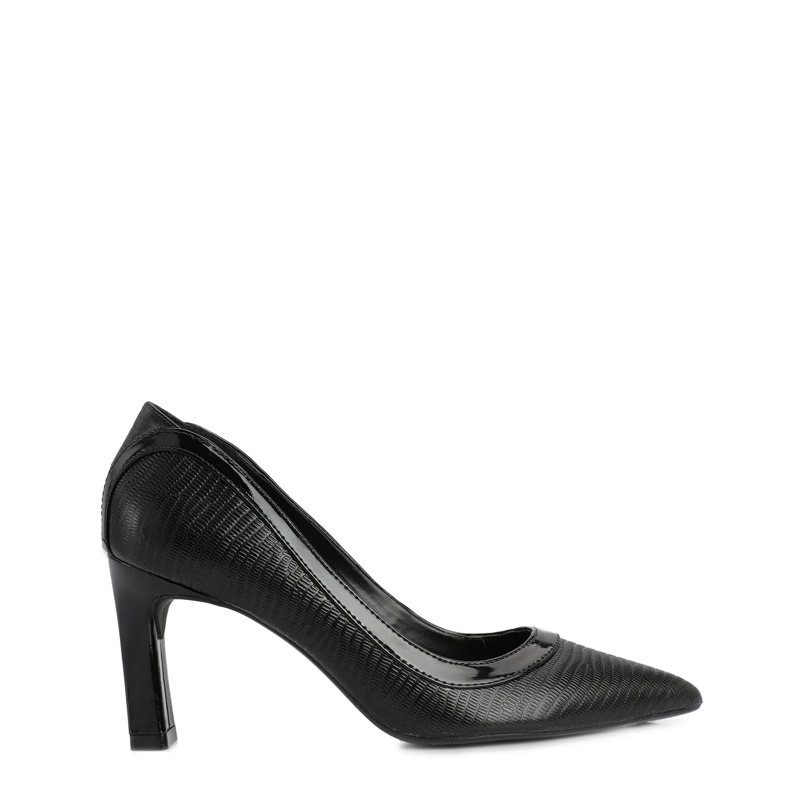 Scarpin Couro Lezard Preto