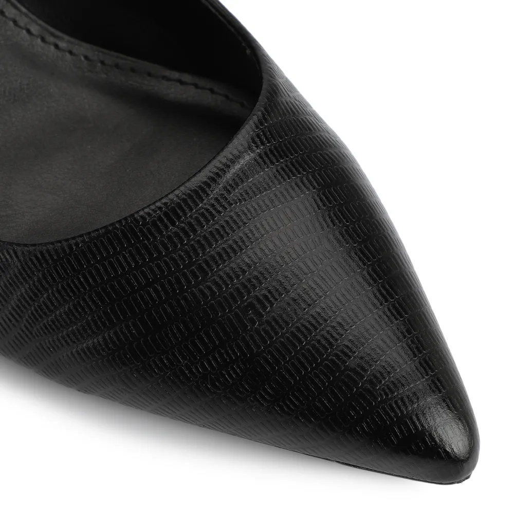 Scarpin Couro Lezard Preto - imagem 6