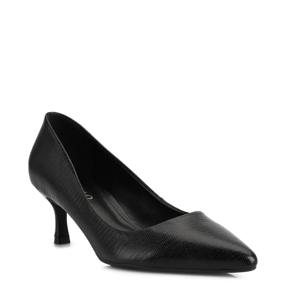 Scarpin Couro Lezard Preto