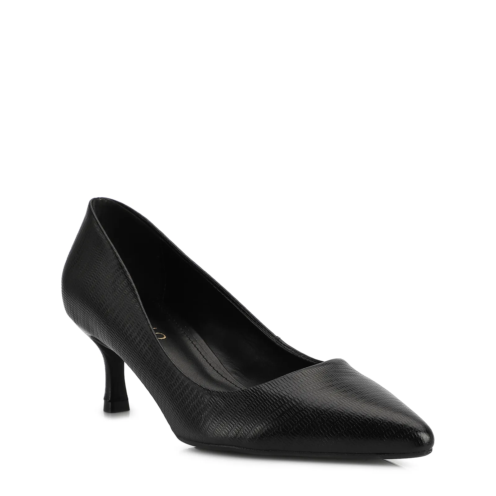 Scarpin Couro Lezard Preto