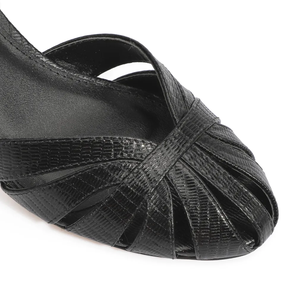 Scarpin Couro Lezard Preto - imagem 6