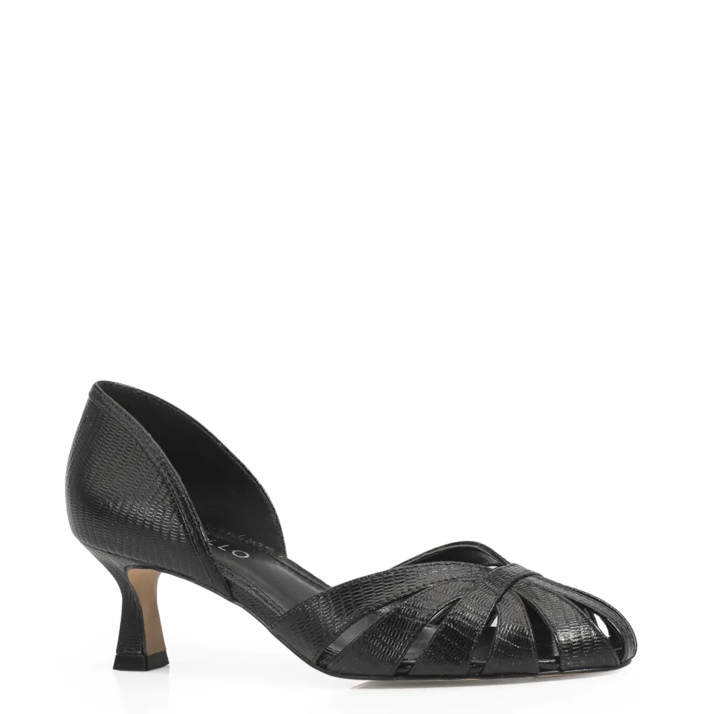 Scarpin Couro Lezard Preto