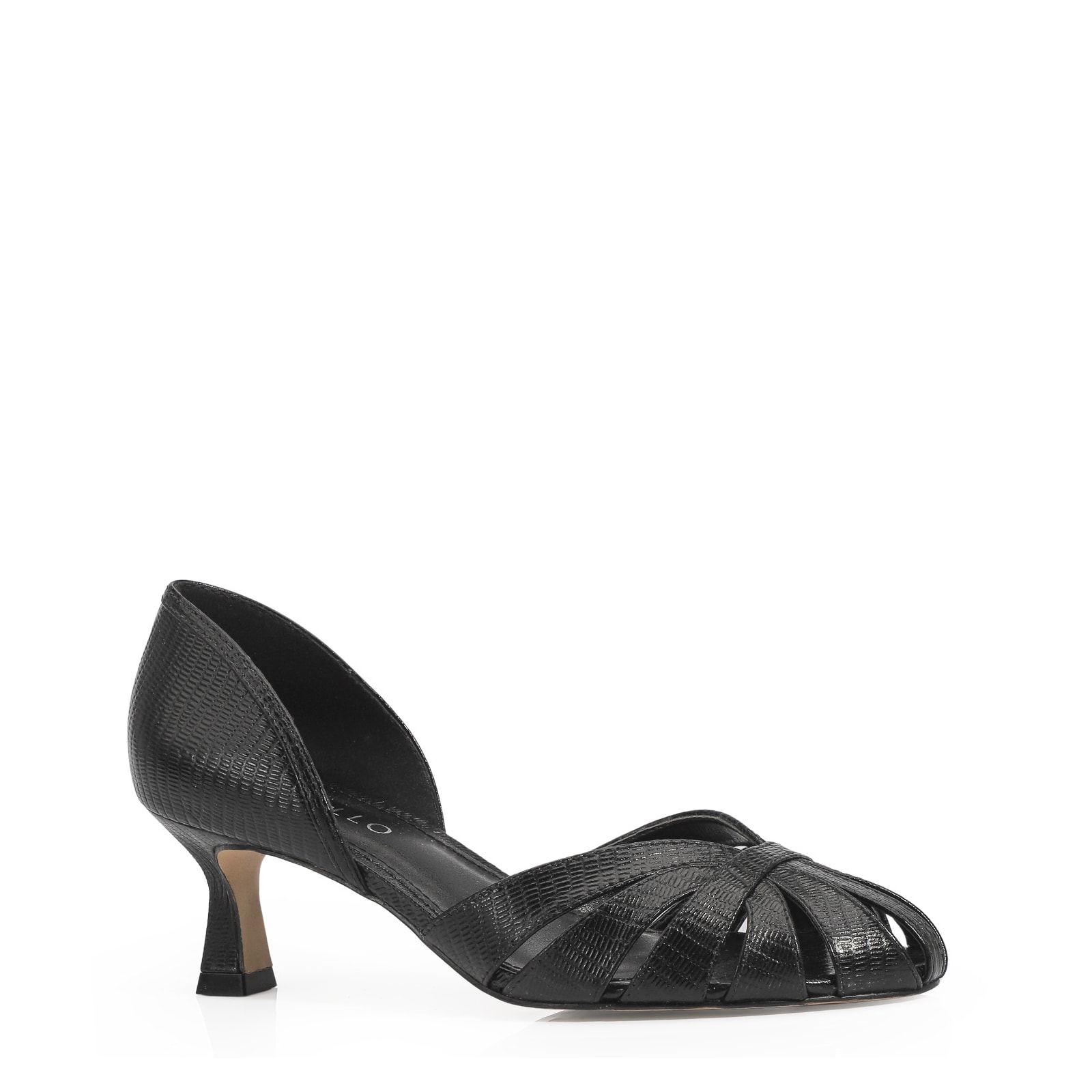 Scarpin Couro Lezard Preto