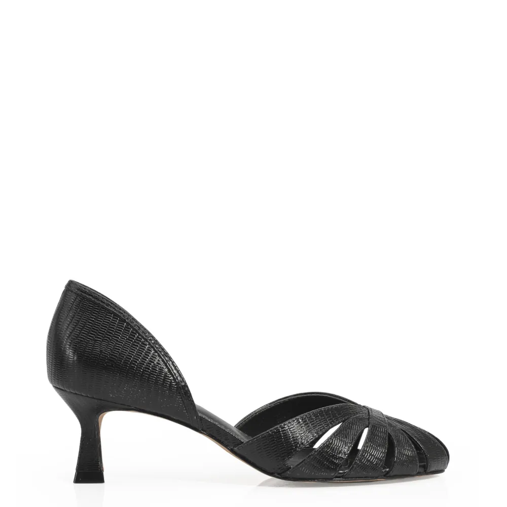 Scarpin Couro Lezard Preto - imagem 2