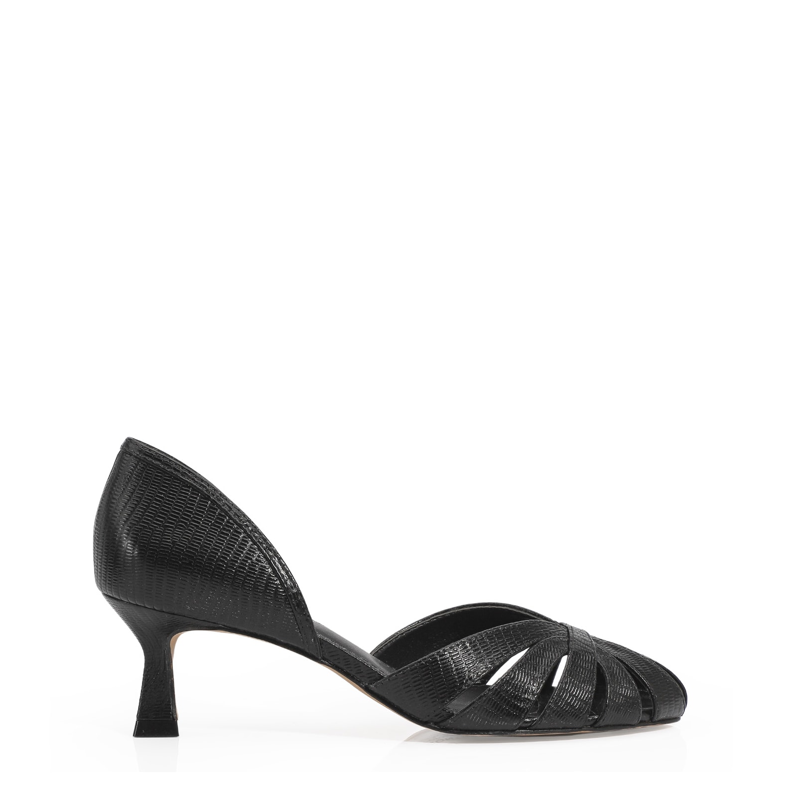 Scarpin Couro Lezard Preto