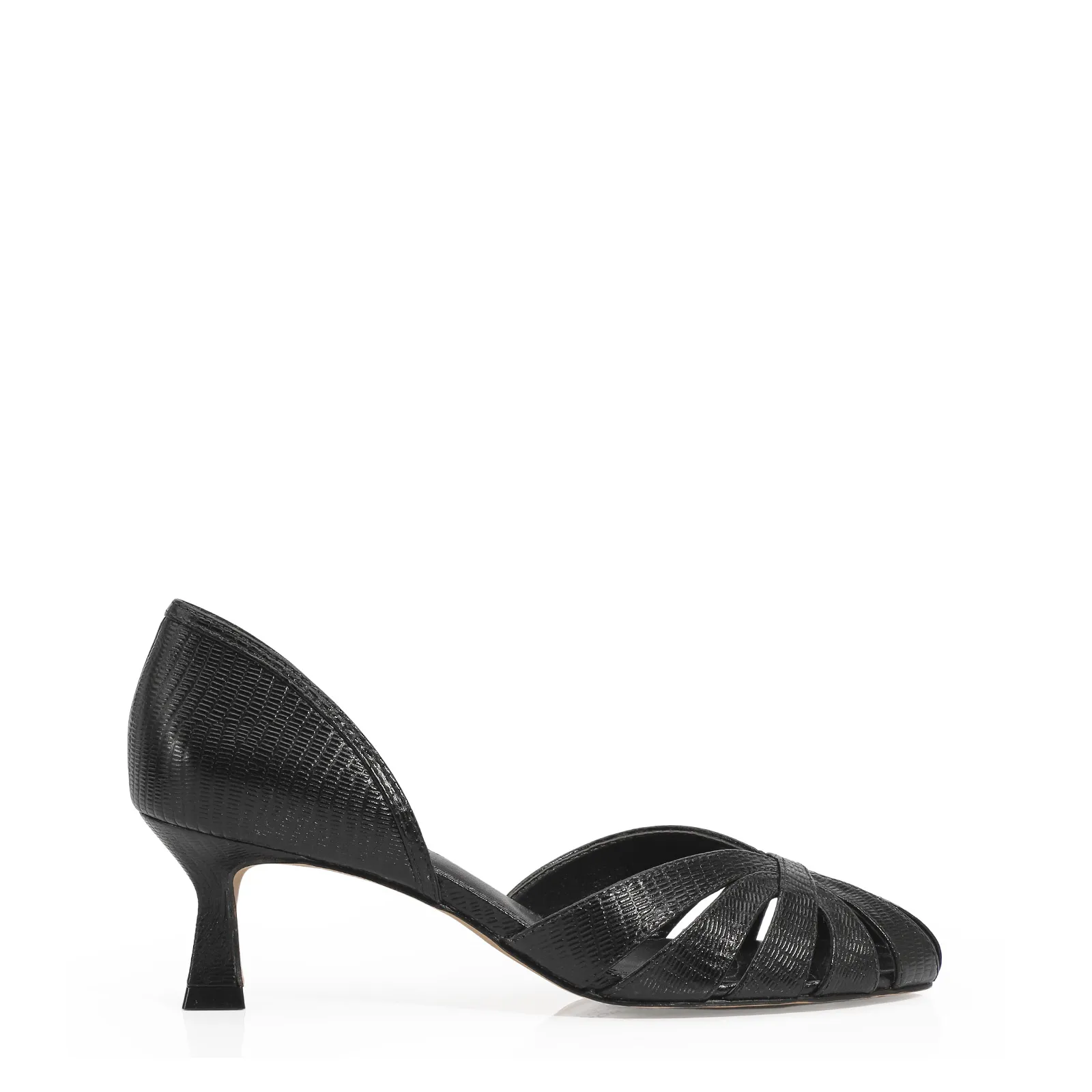 Scarpin Couro Lezard Preto