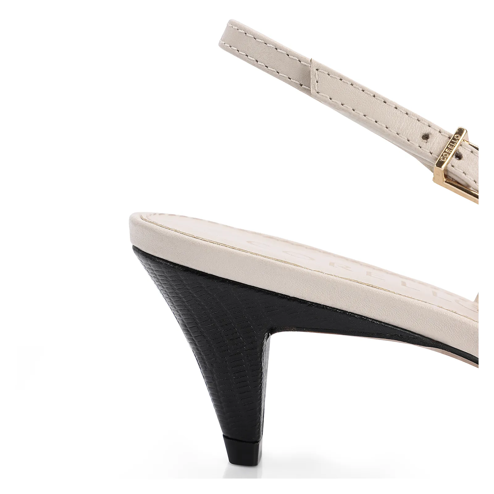 Scarpin Couro Lezard Preto/Couro Off White