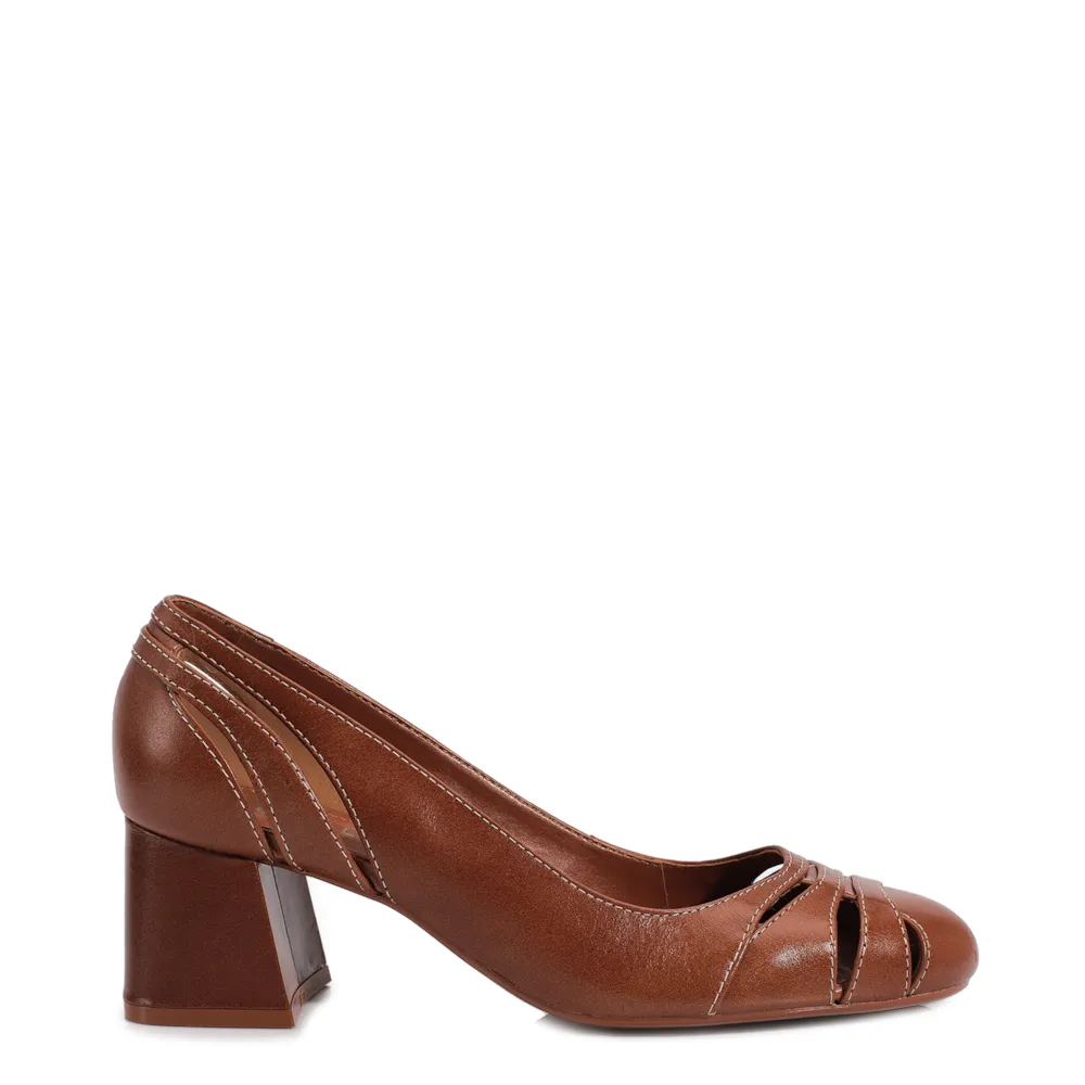Scarpin Couro Marrom - imagem 2