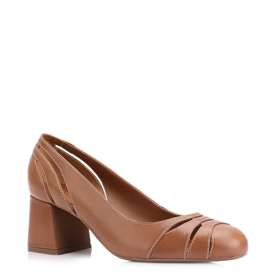 Scarpin Couro Marrom