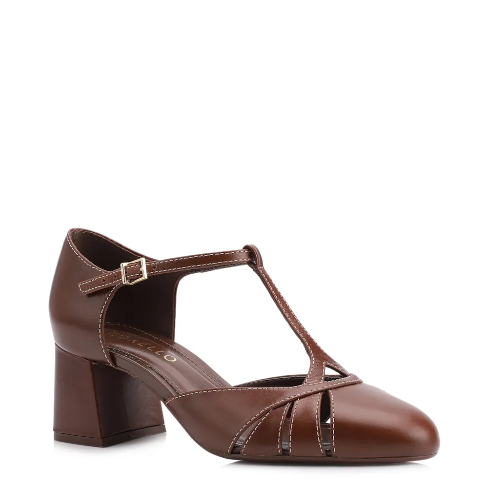 Scarpin Couro Marrom