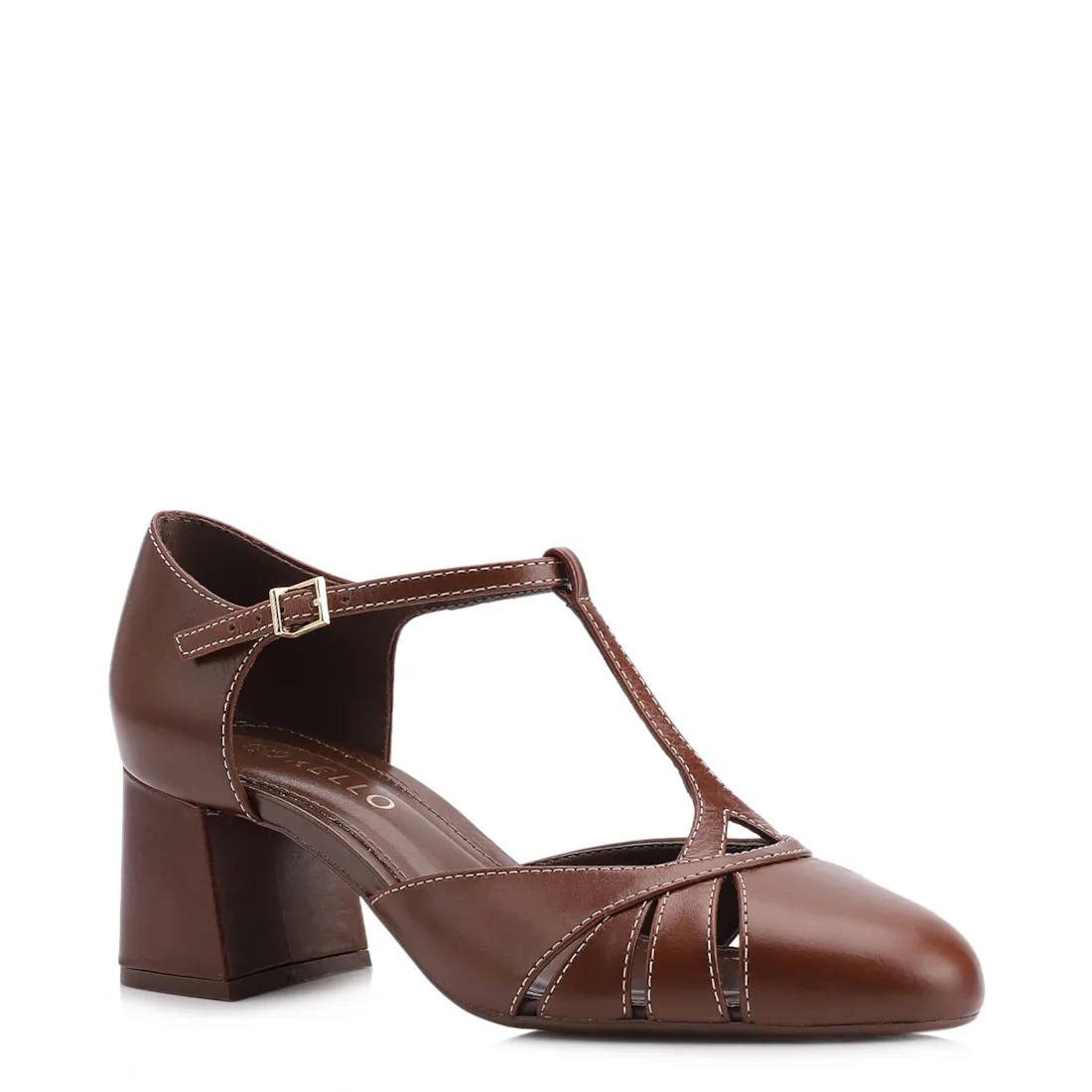 Scarpin Couro Marrom