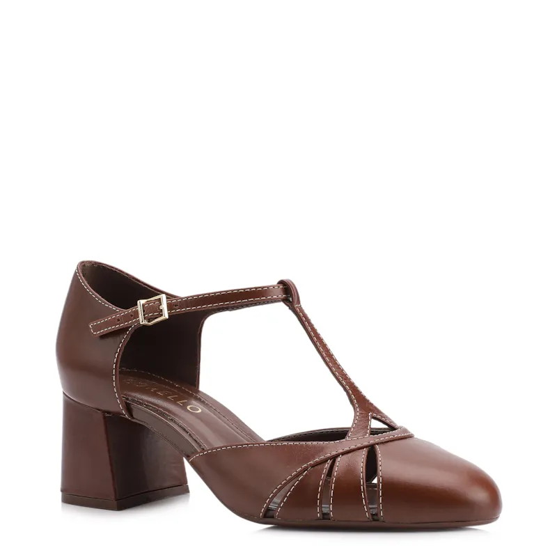 Scarpin Couro Marrom