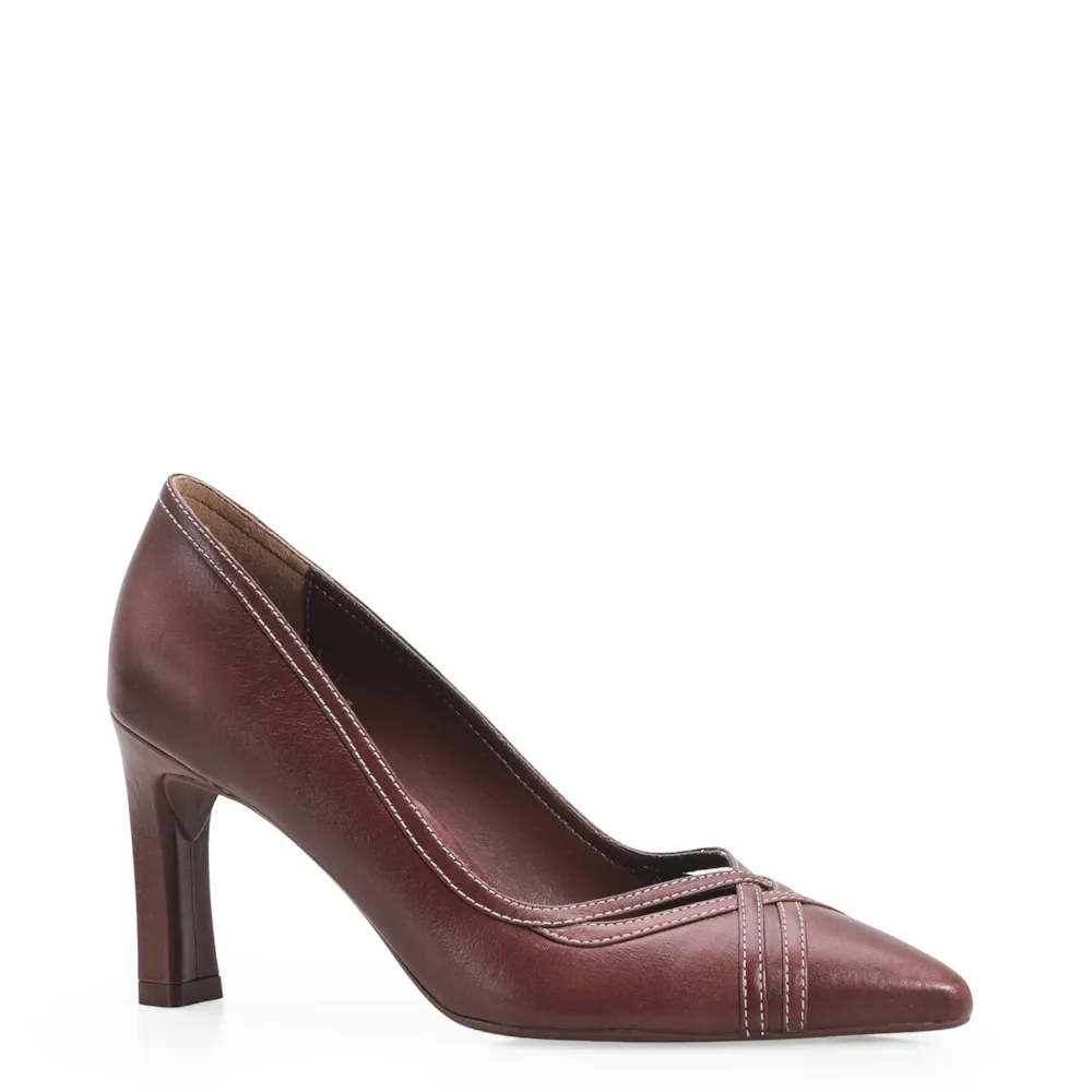 Scarpin Couro Marrom