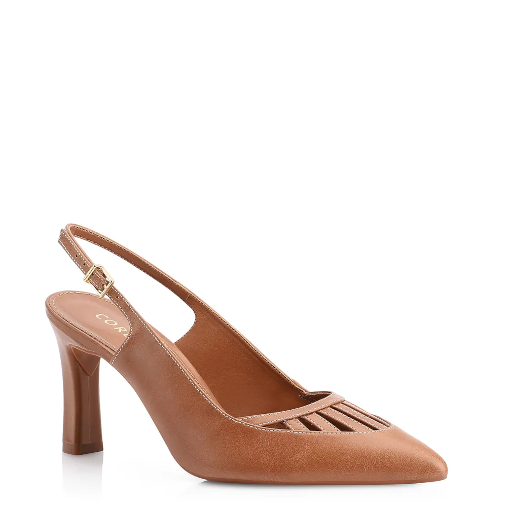 Scarpin Couro Marrom