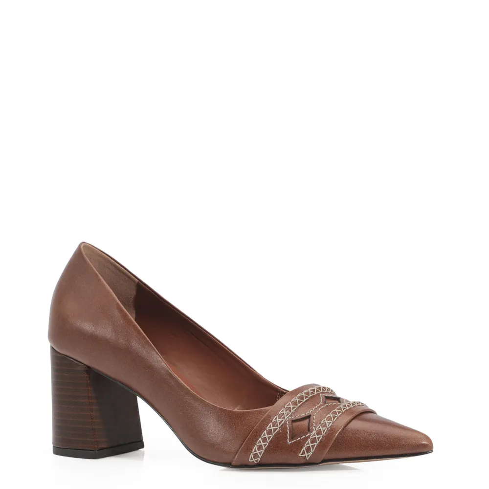 Scarpin Couro Marrom