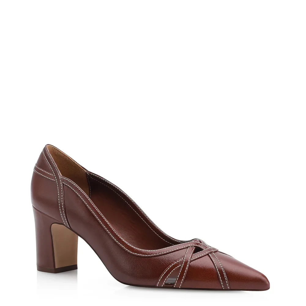 Scarpin Couro Marrom