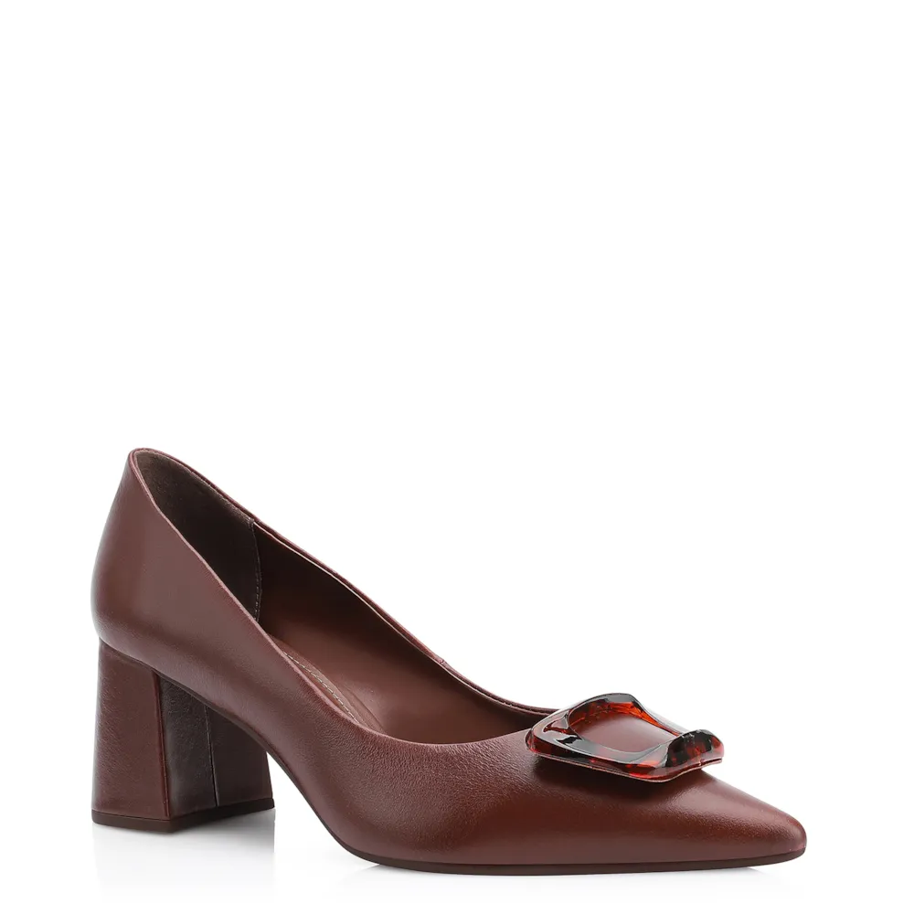 Scarpin Couro Marrom