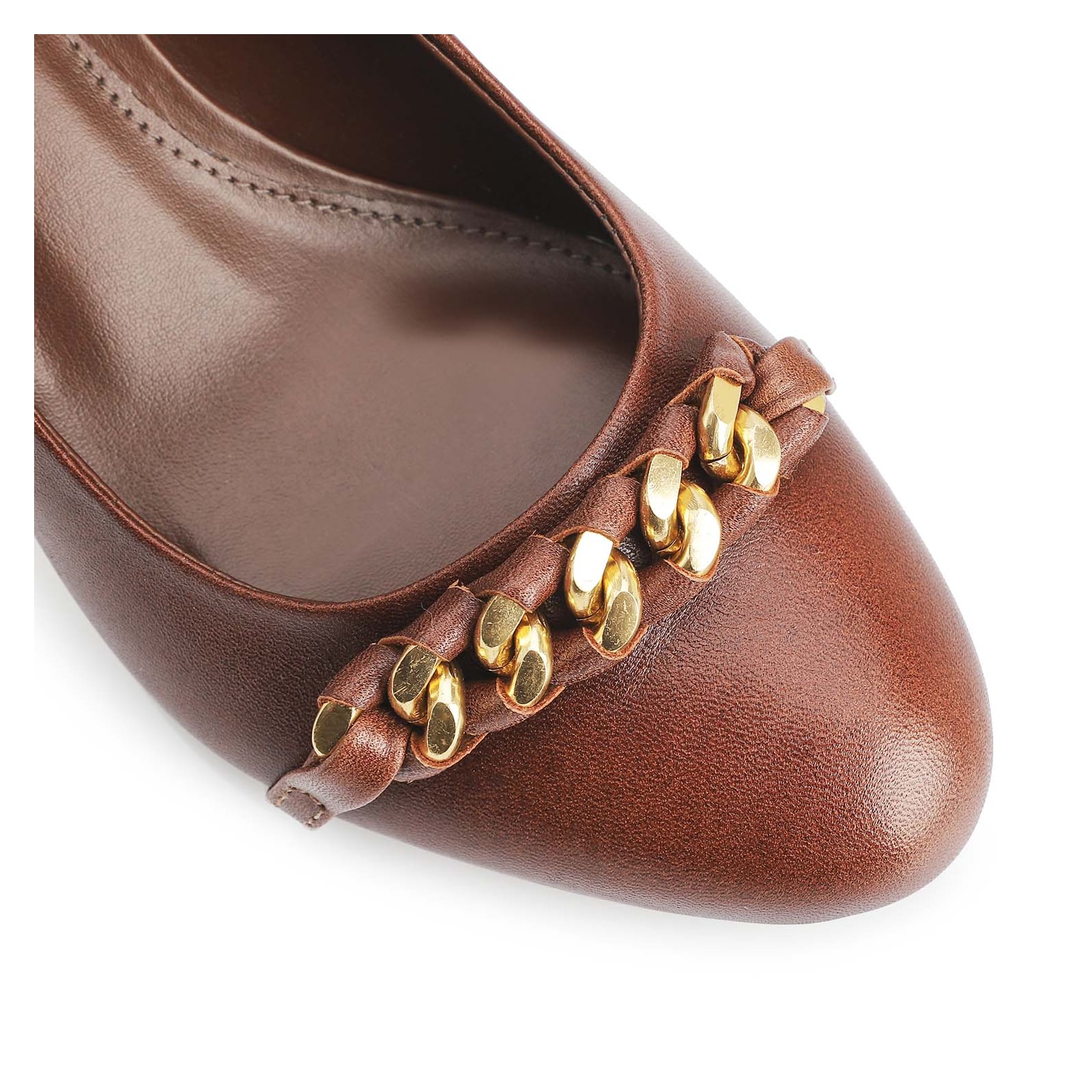 Scarpin Couro Marrom