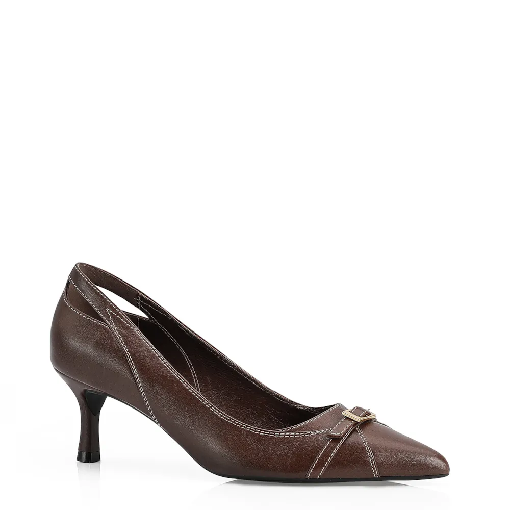 Scarpin Couro Marrom