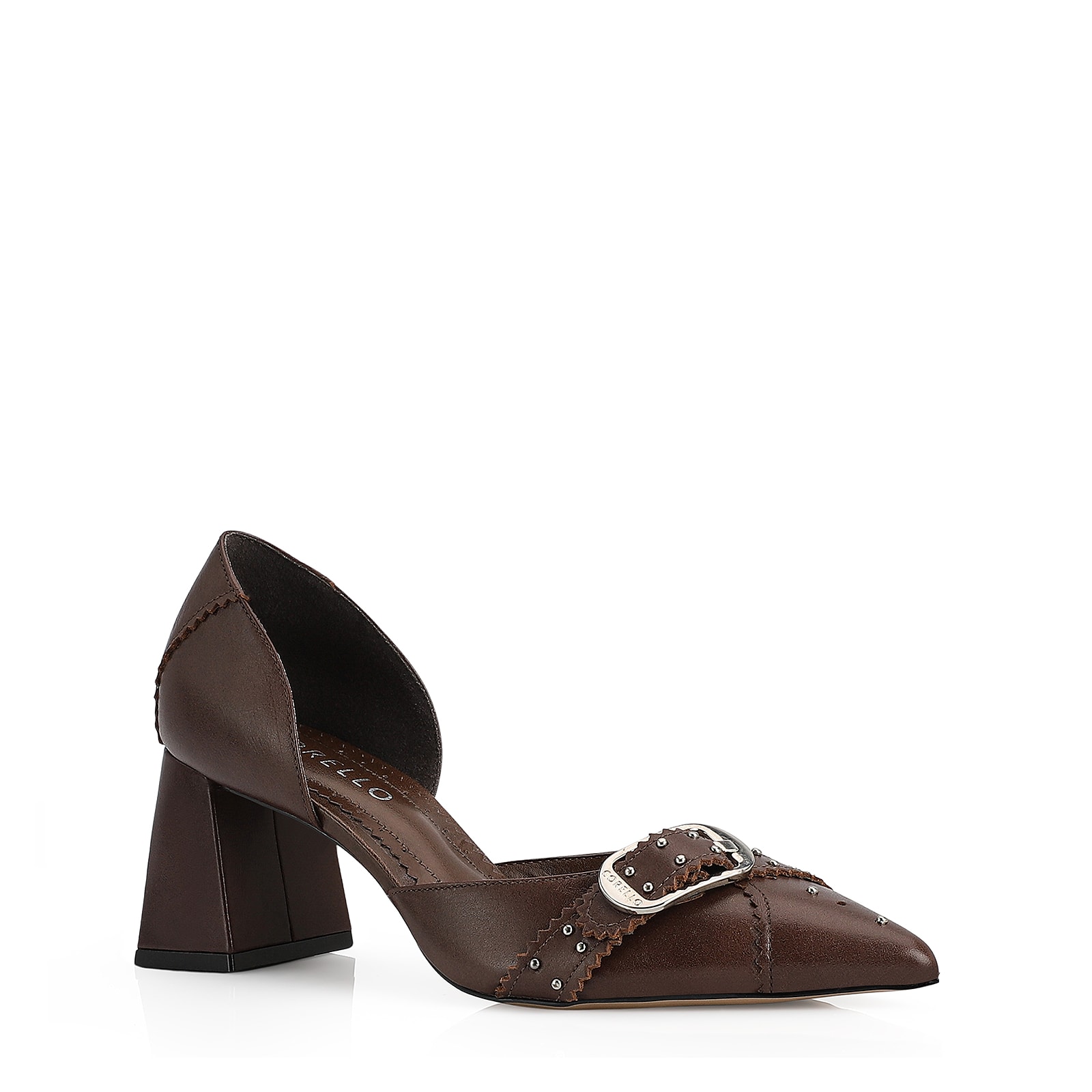Scarpin Couro Marrom