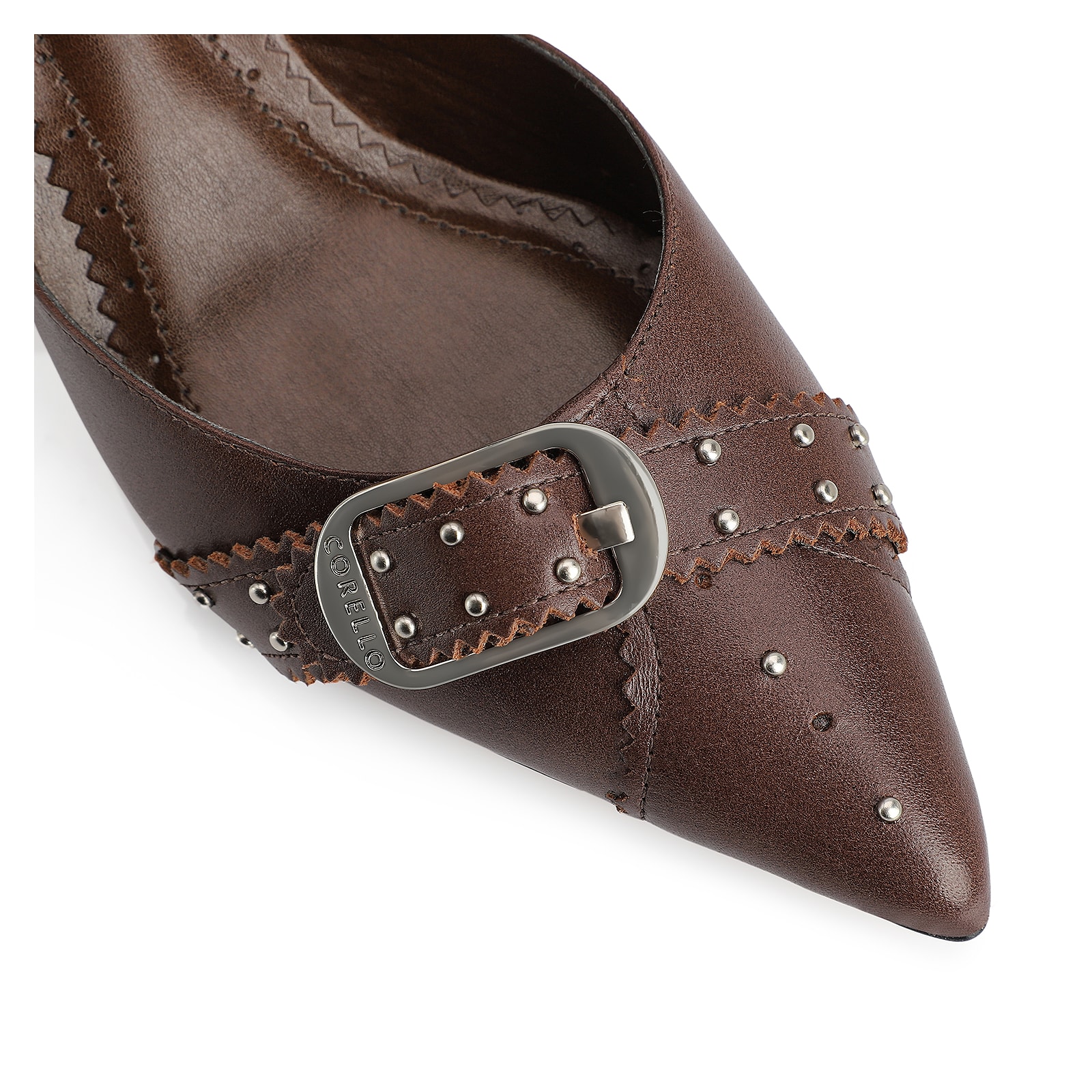 Scarpin Couro Marrom