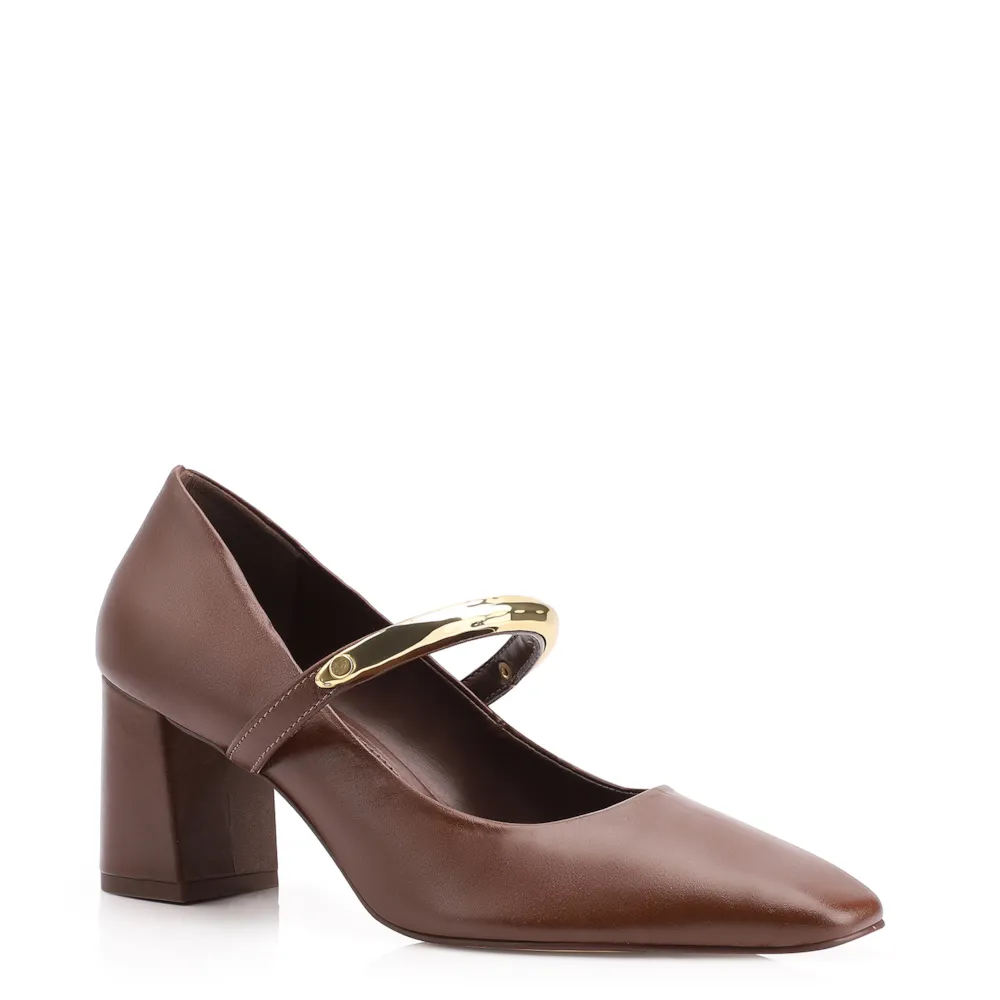 Scarpin Couro Marrom