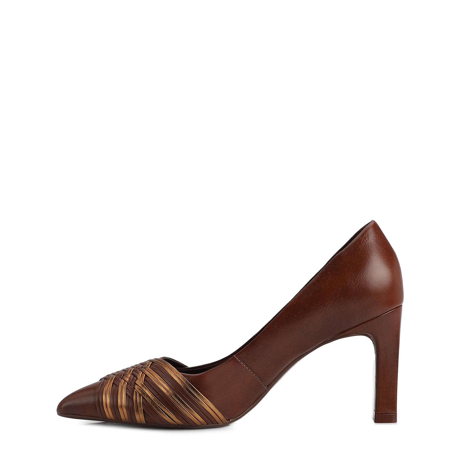 Scarpin Couro Marrom/Alt Bronze