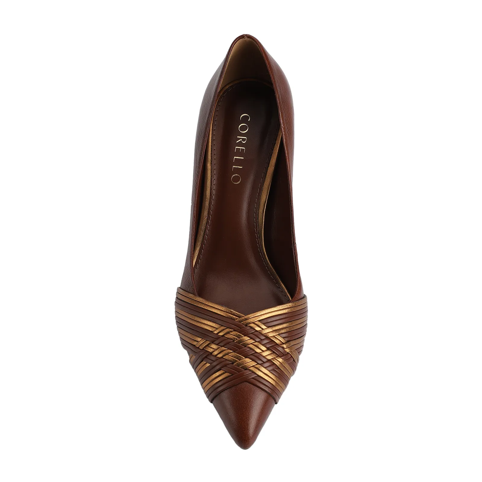 Scarpin Couro Marrom/Alt Bronze