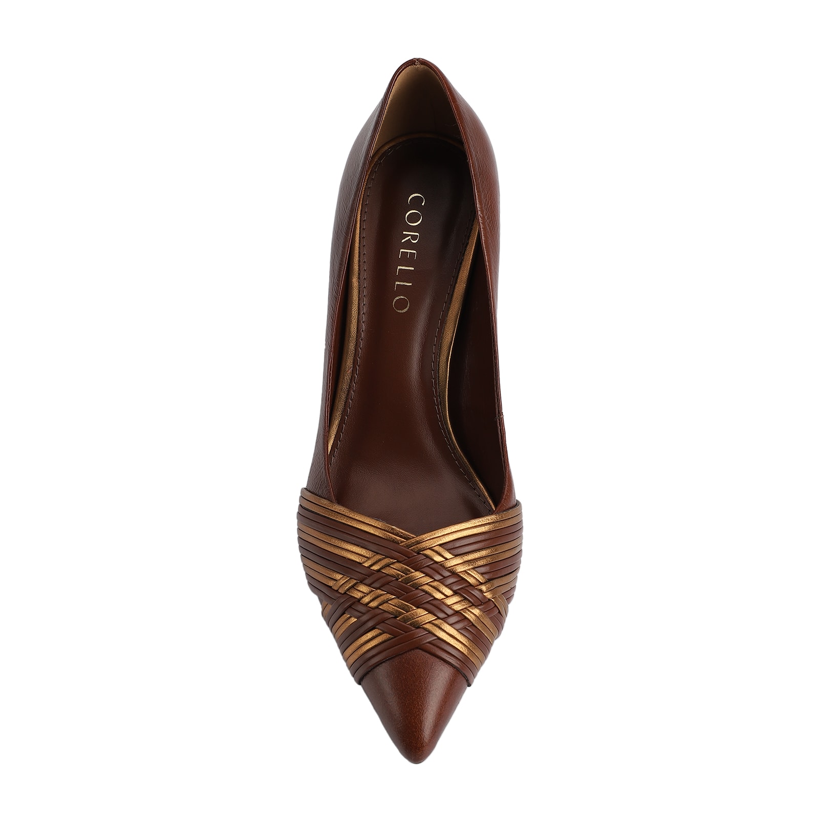 Scarpin Couro Marrom/Alt Bronze