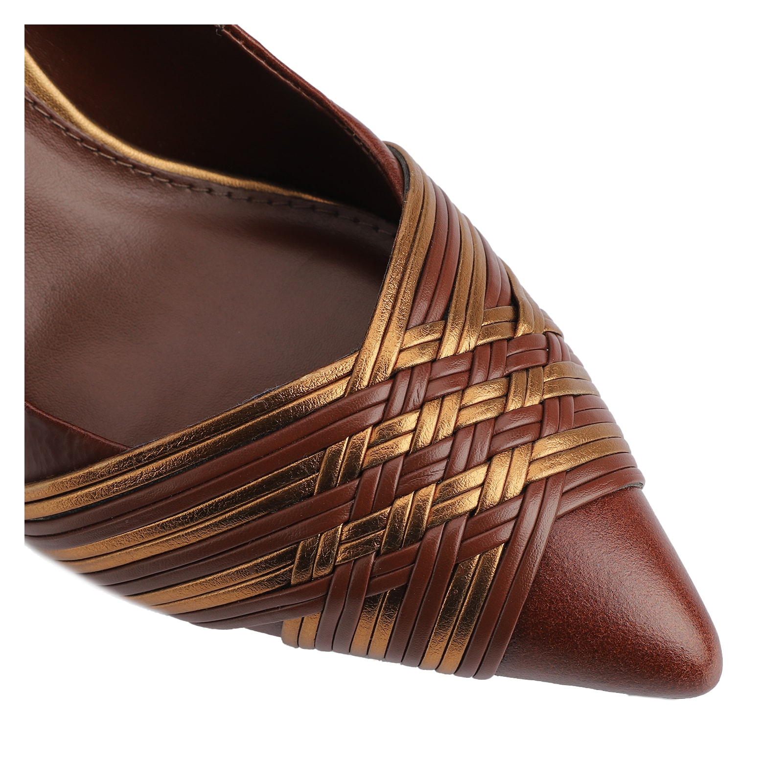 Scarpin Couro Marrom/Alt Bronze