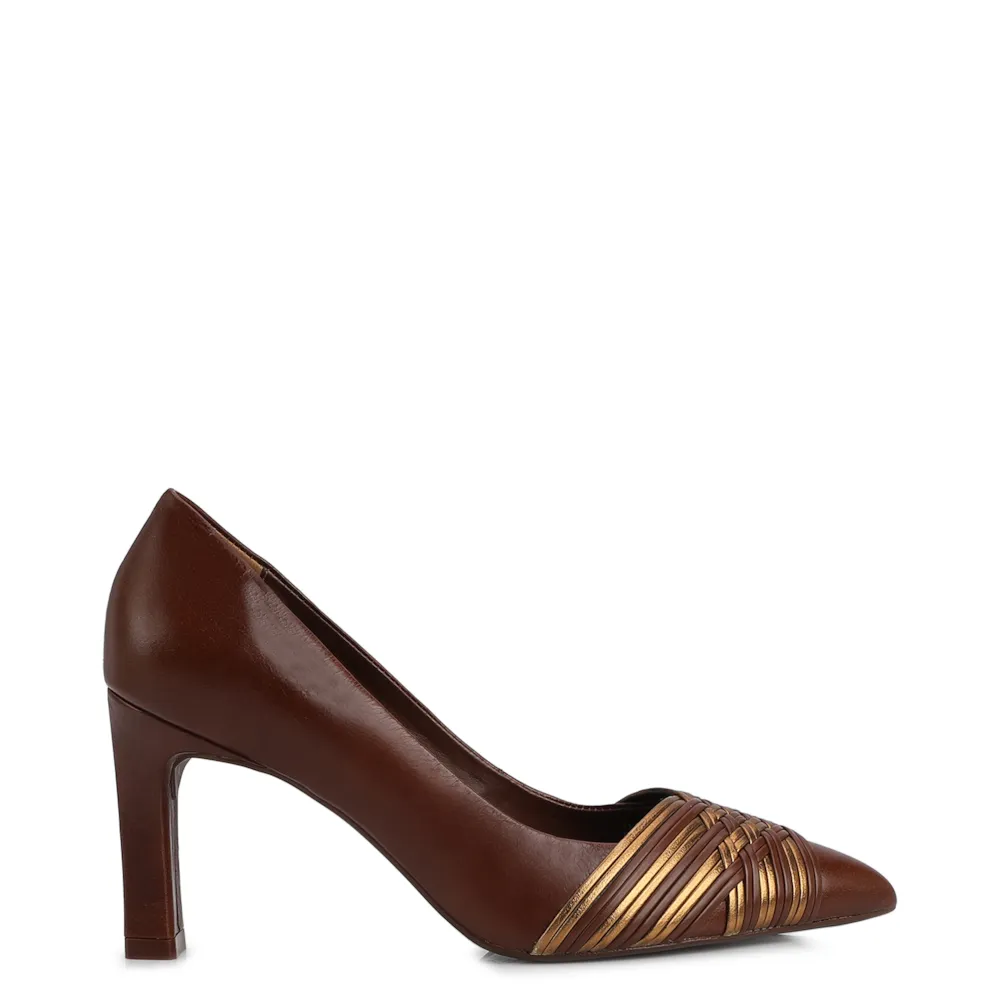Scarpin Couro Marrom/Alt Bronze - imagem 2