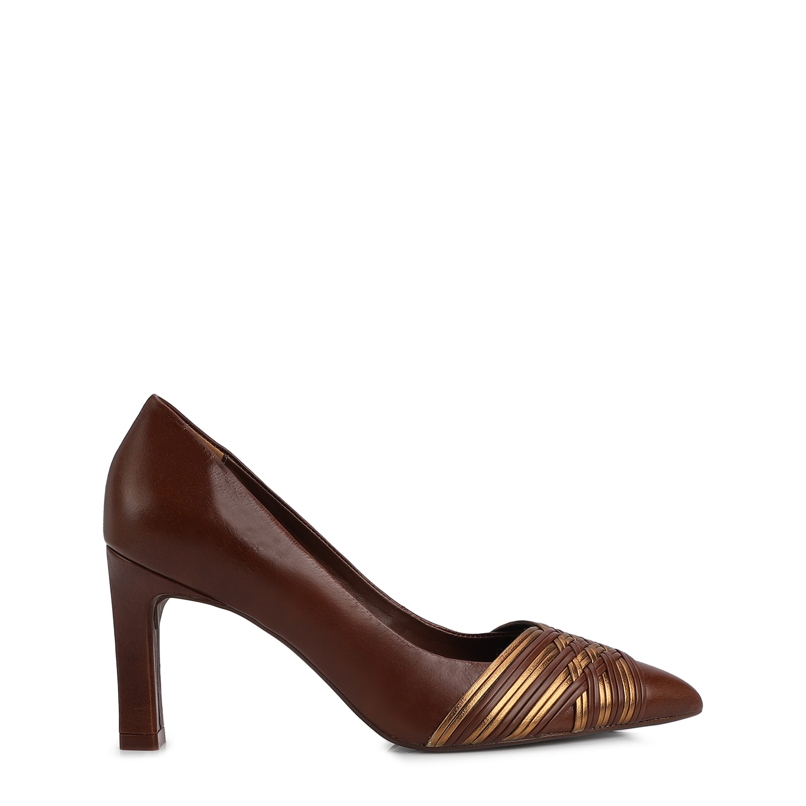 Scarpin Couro Marrom/Alt Bronze