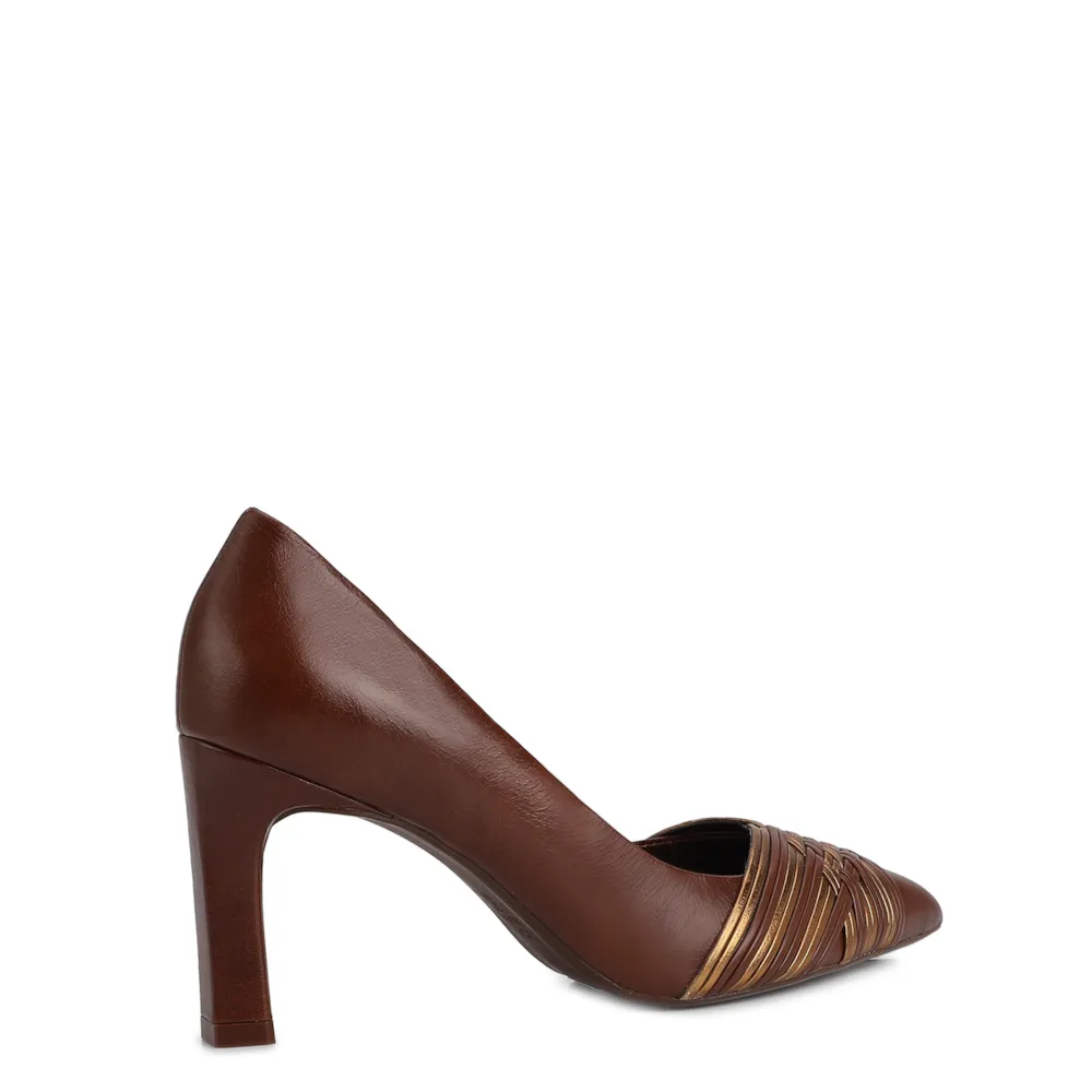 Scarpin Couro Marrom/Alt Bronze - imagem 3
