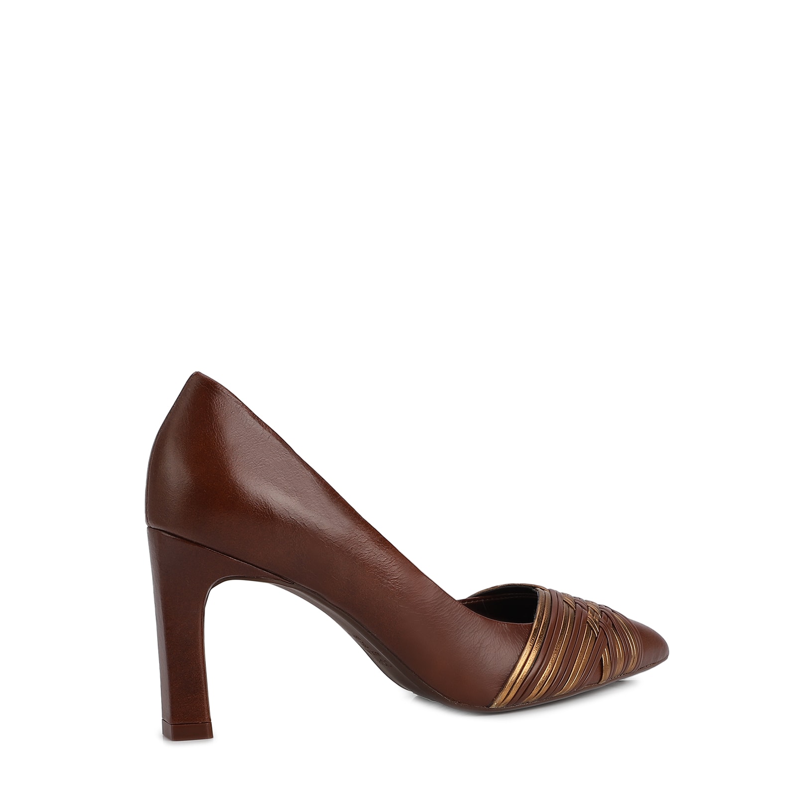 Scarpin Couro Marrom/Alt Bronze