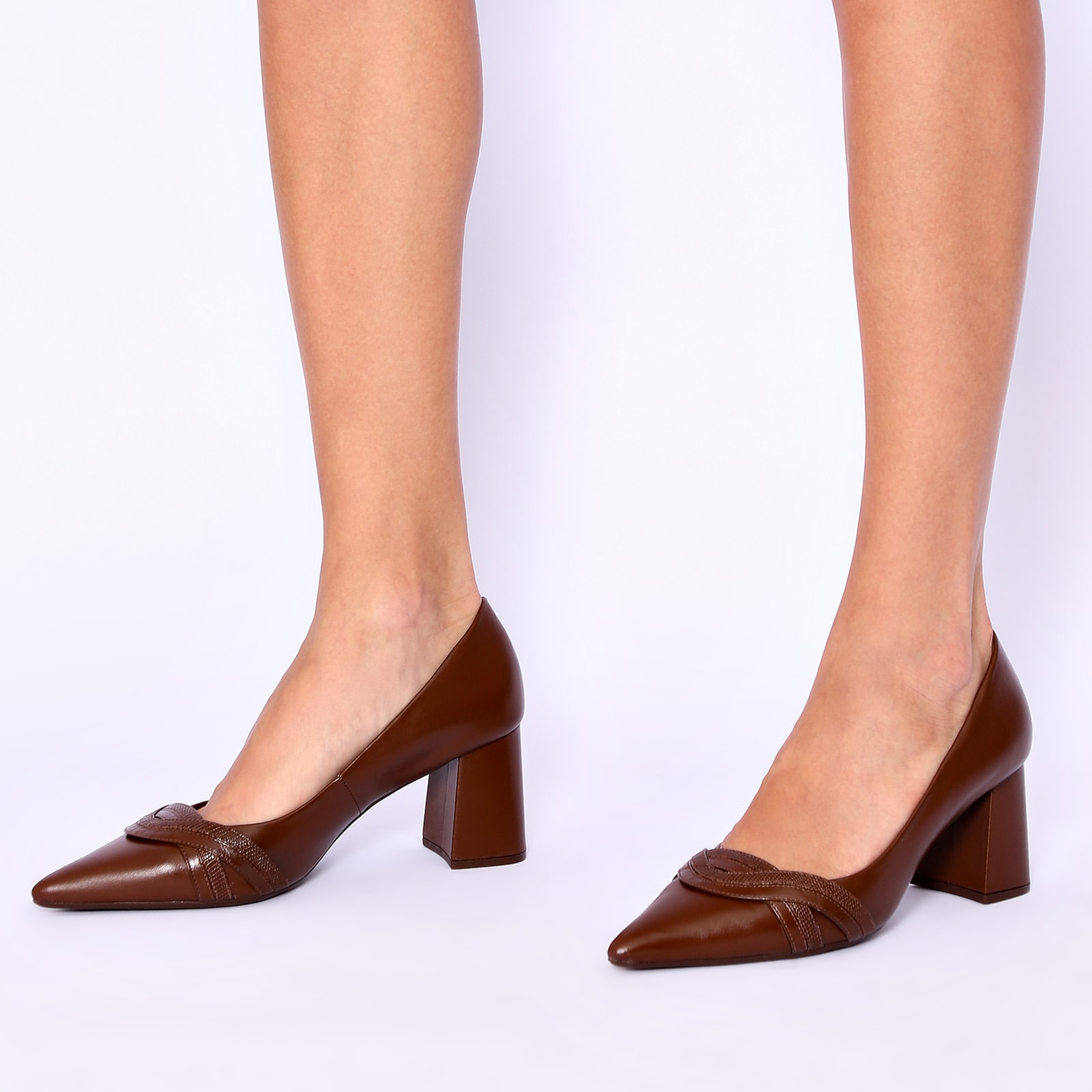 Scarpin Couro Marrom/Alt Lezard Marrom