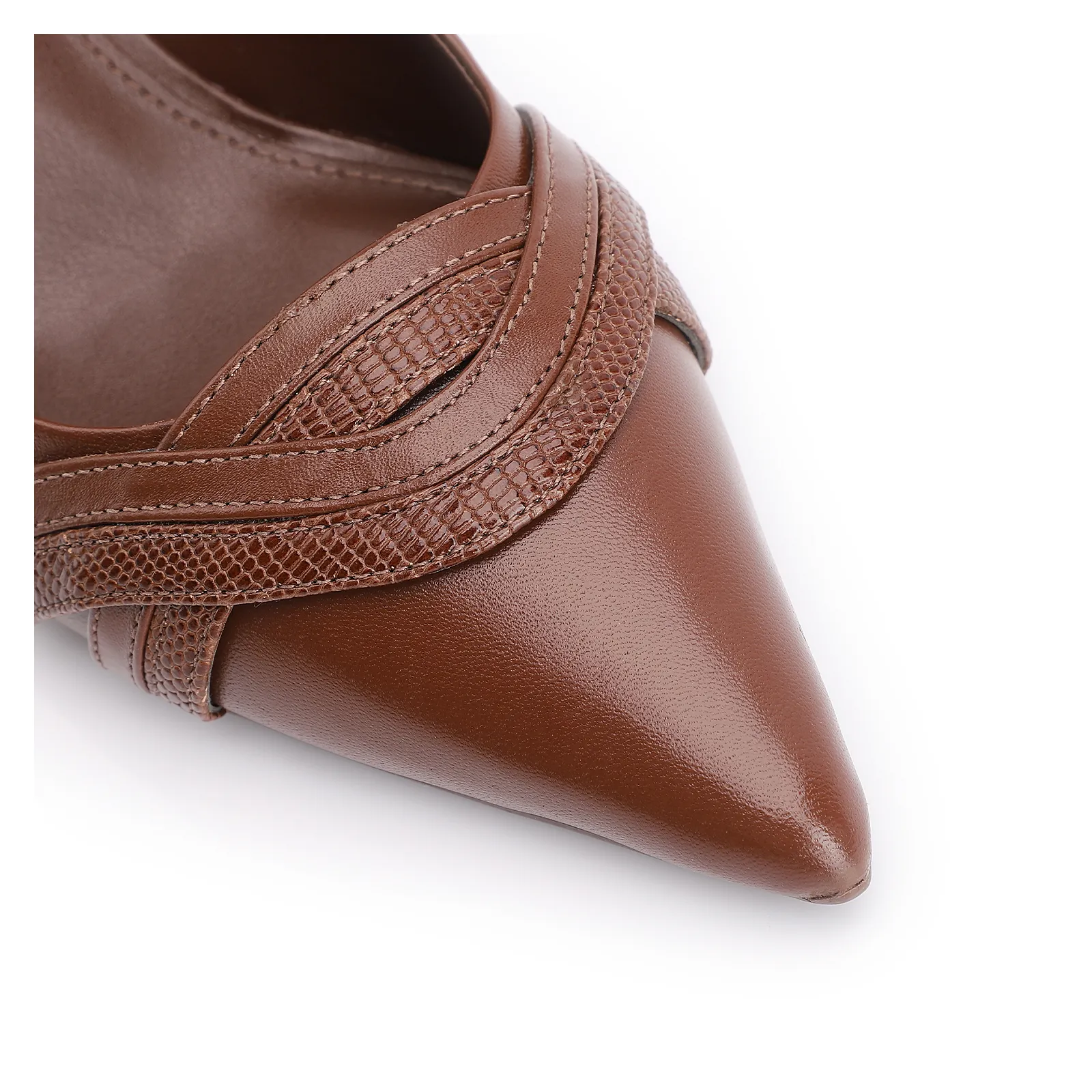 Scarpin Couro Marrom/Alt Lezard Marrom