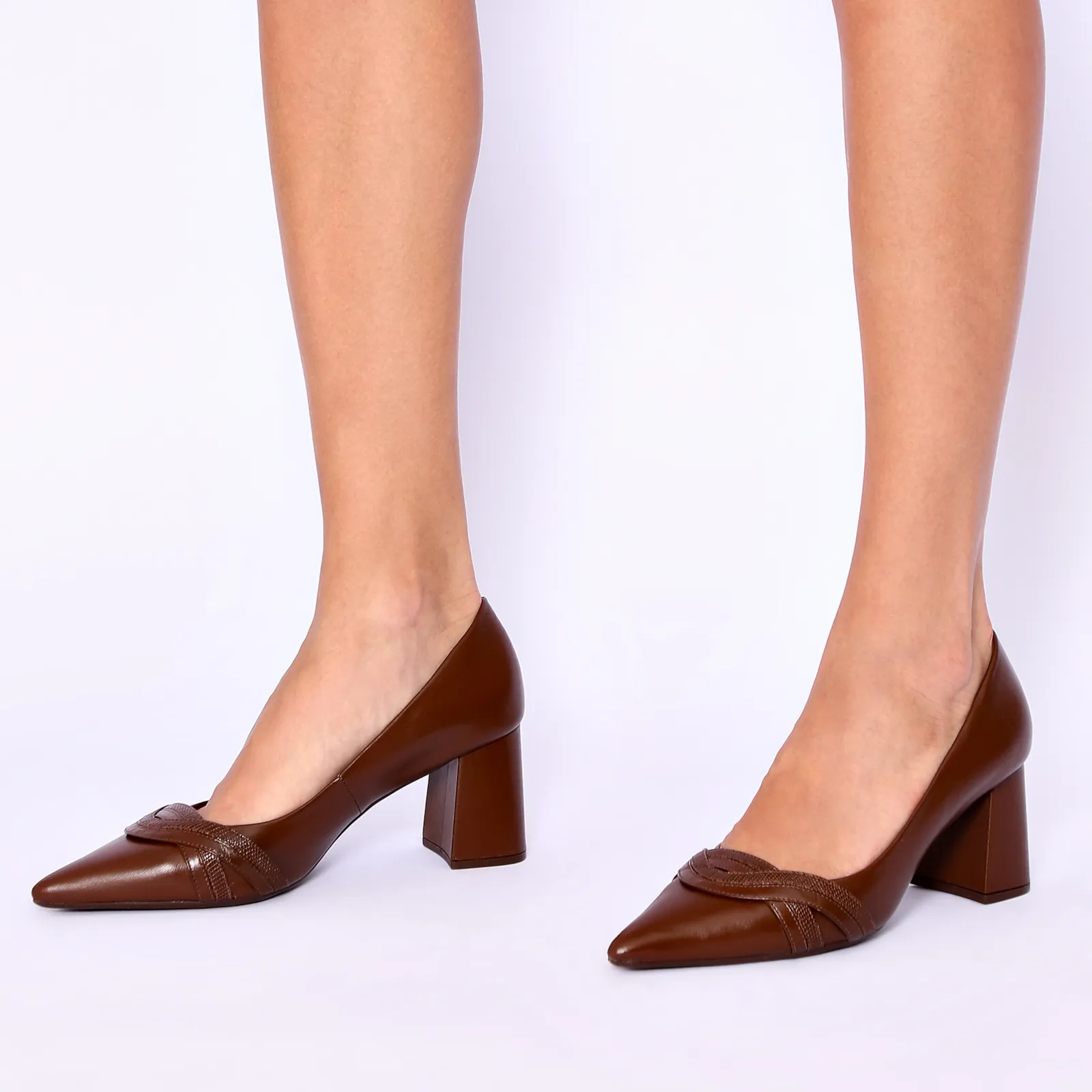 Scarpin Couro Marrom/Alt Lezard Marrom