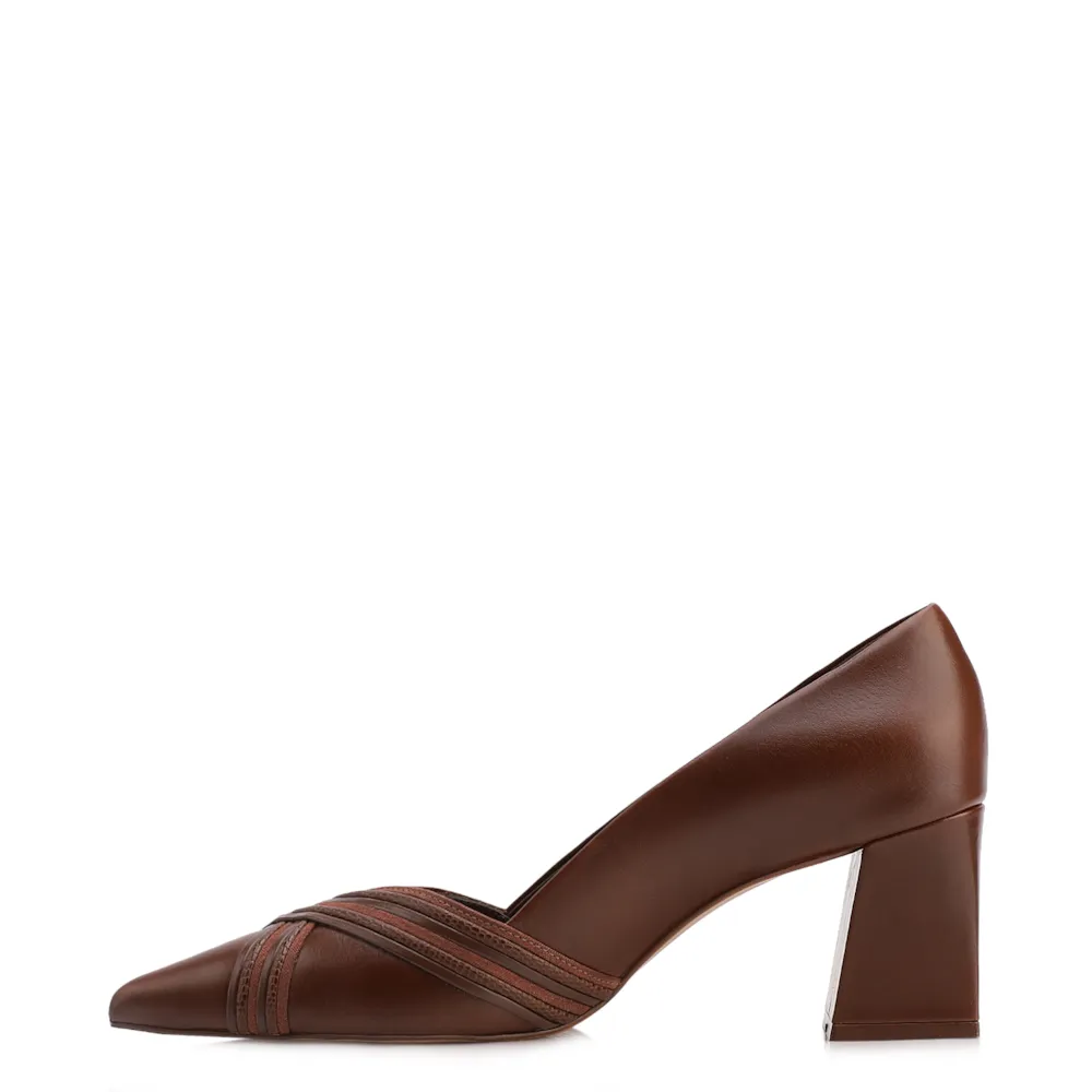 Scarpin Couro Marrom /Alt Nobuck Marrom /Alt Lezard Marrom - imagem 4