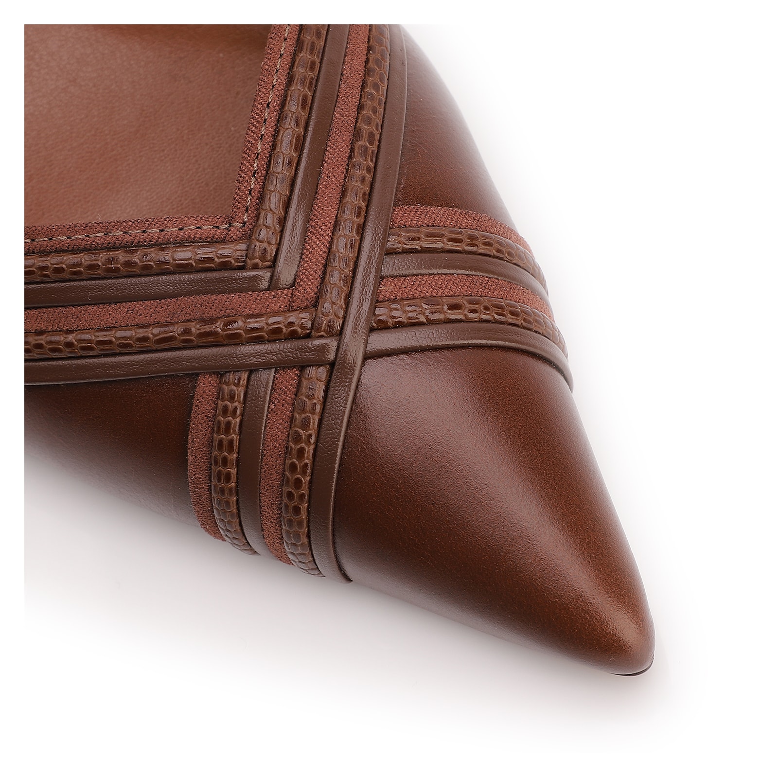 Scarpin Couro Marrom /Alt Nobuck Marrom /Alt Lezard Marrom