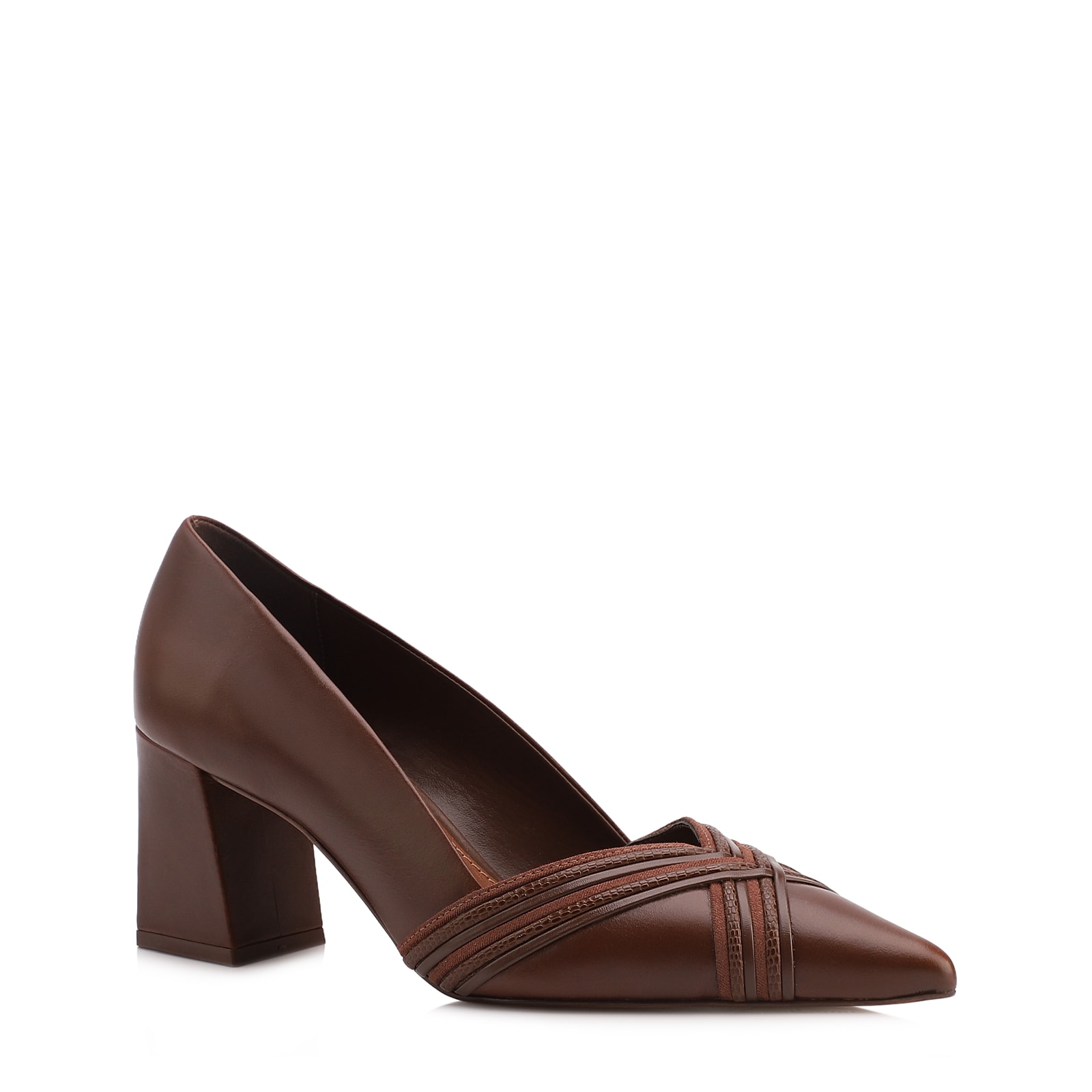 Scarpin Couro Marrom /Alt Nobuck Marrom /Alt Lezard Marrom