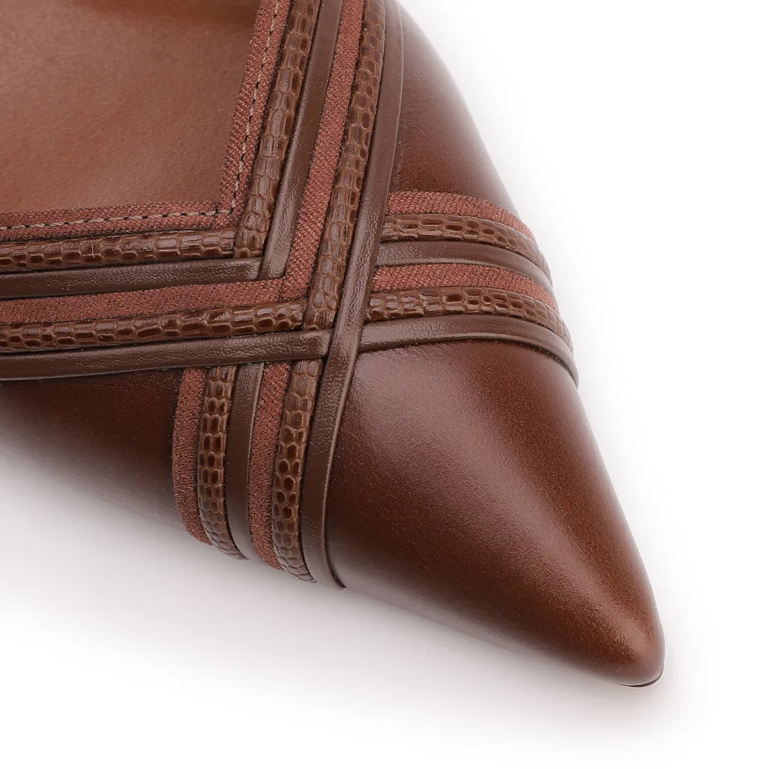 Scarpin Couro Marrom /Alt Nobuck Marrom /Alt Lezard Marrom - foto 6