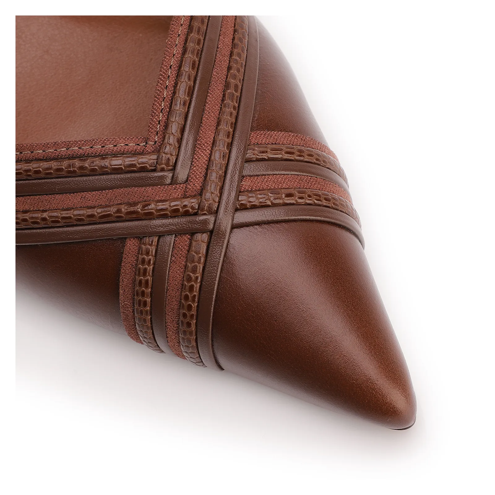 Scarpin Couro Marrom /Alt Nobuck Marrom /Alt Lezard Marrom