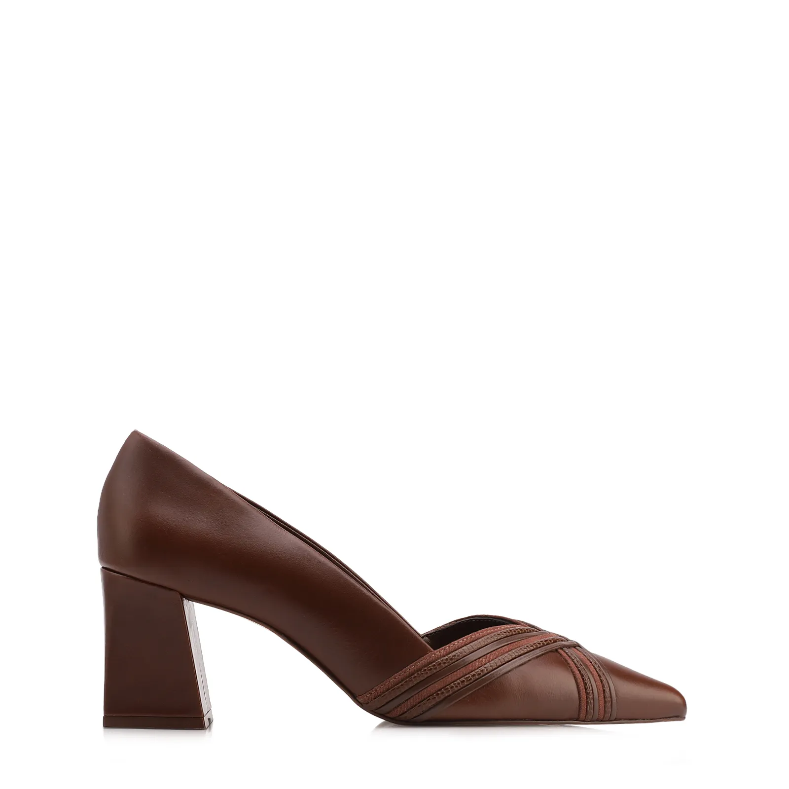 Scarpin Couro Marrom /Alt Nobuck Marrom /Alt Lezard Marrom