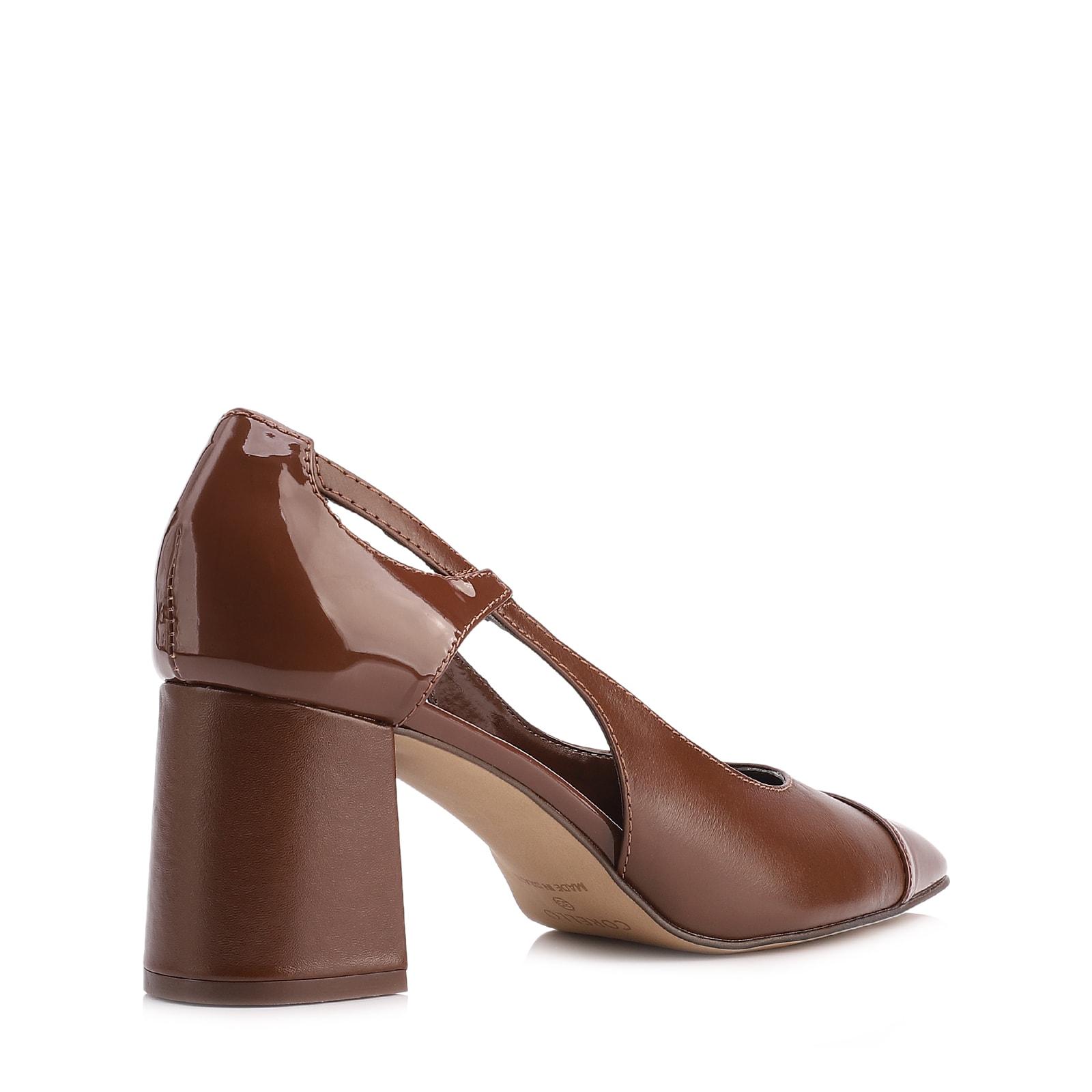 Scarpin Couro Marrom/ Alt Verniz Marrom